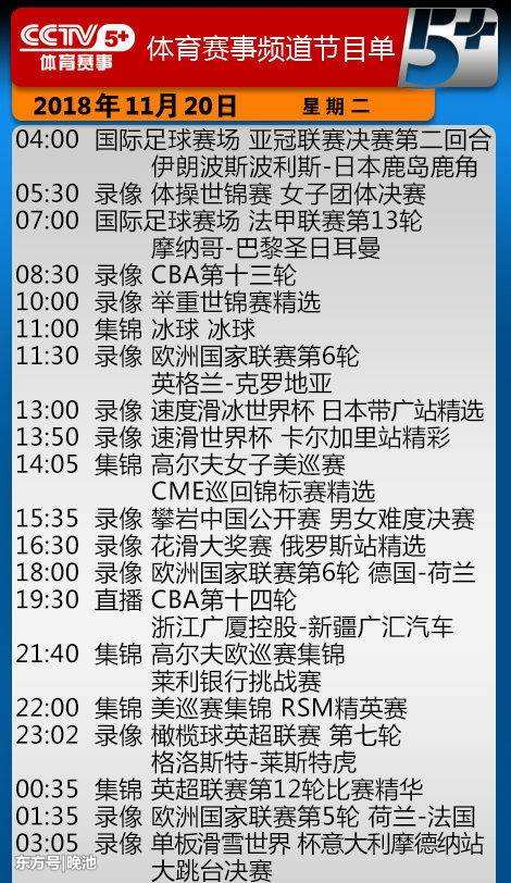 中央五套节目表，cctv5十今天节目表！