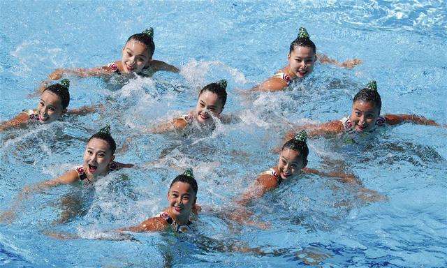 花样游泳团体自由自选决赛，花样游泳团体自由自选决赛中国！